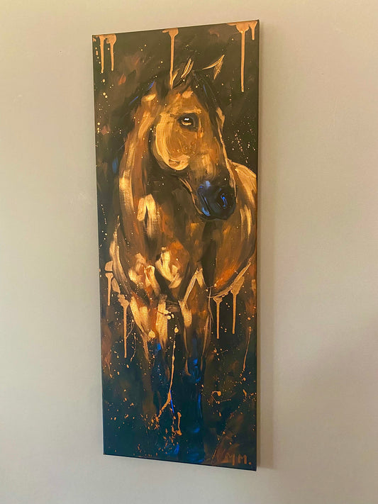 Large Copper Horse Portrait Painting On Canvas High Quality Hand Painted