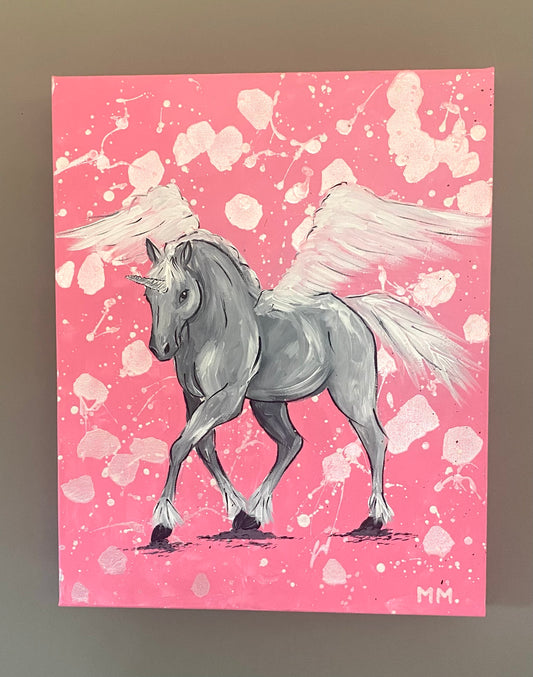 Pink Pony Princess Pegasus Original Handpainted Artwork Painting Horses