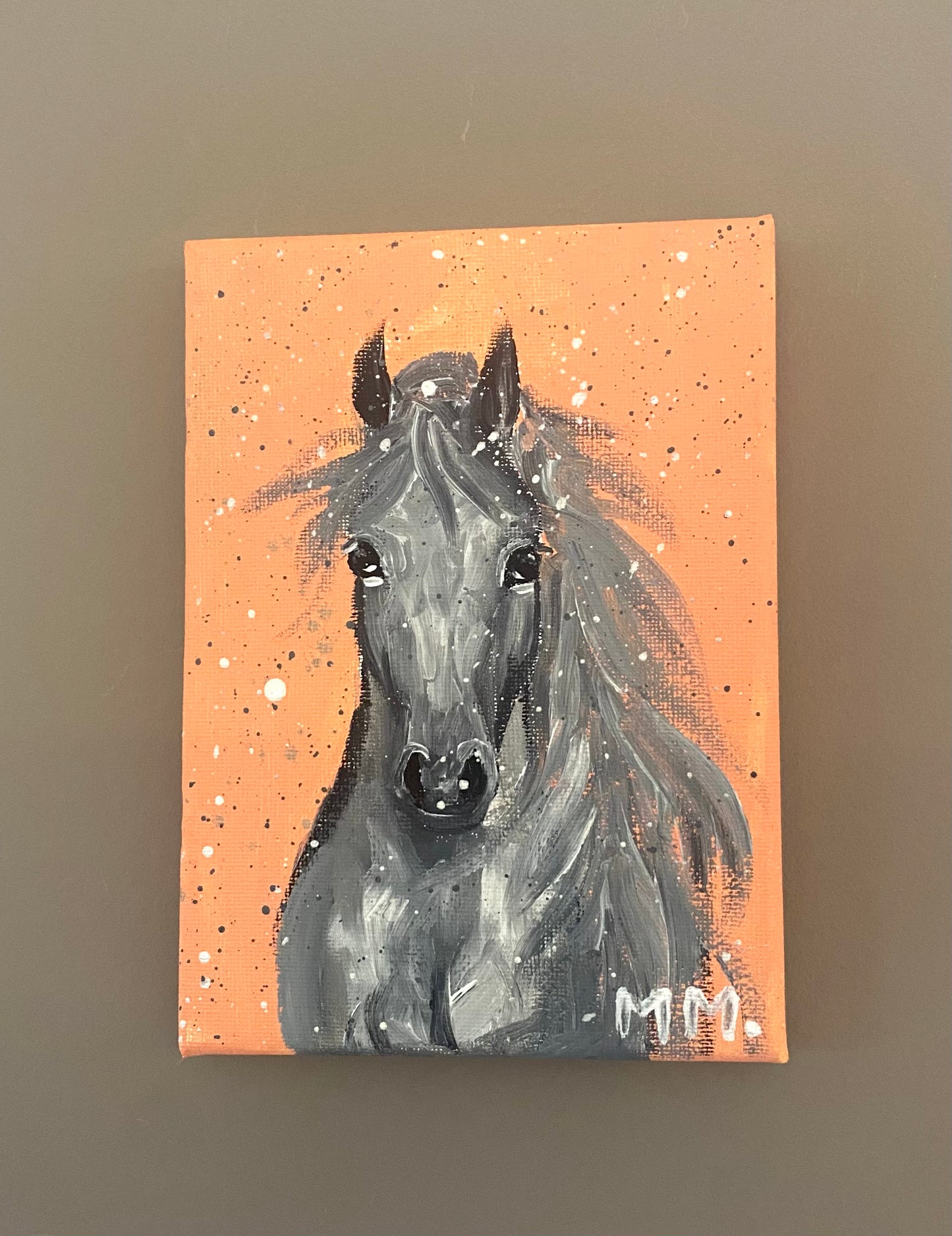 Cute Coral Pony Portrait On canvas
