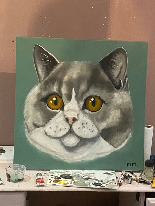 Custom Pet Portrait Painted with oil paints on Canvas